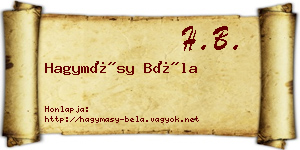 Hagymásy Béla névjegykártya